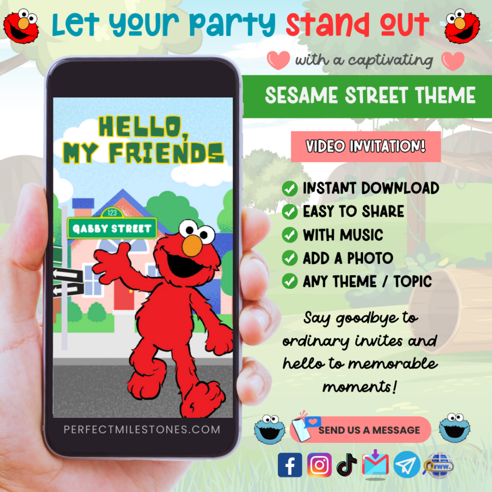 Sesame Street Birthday Themed Digital Video Invitation