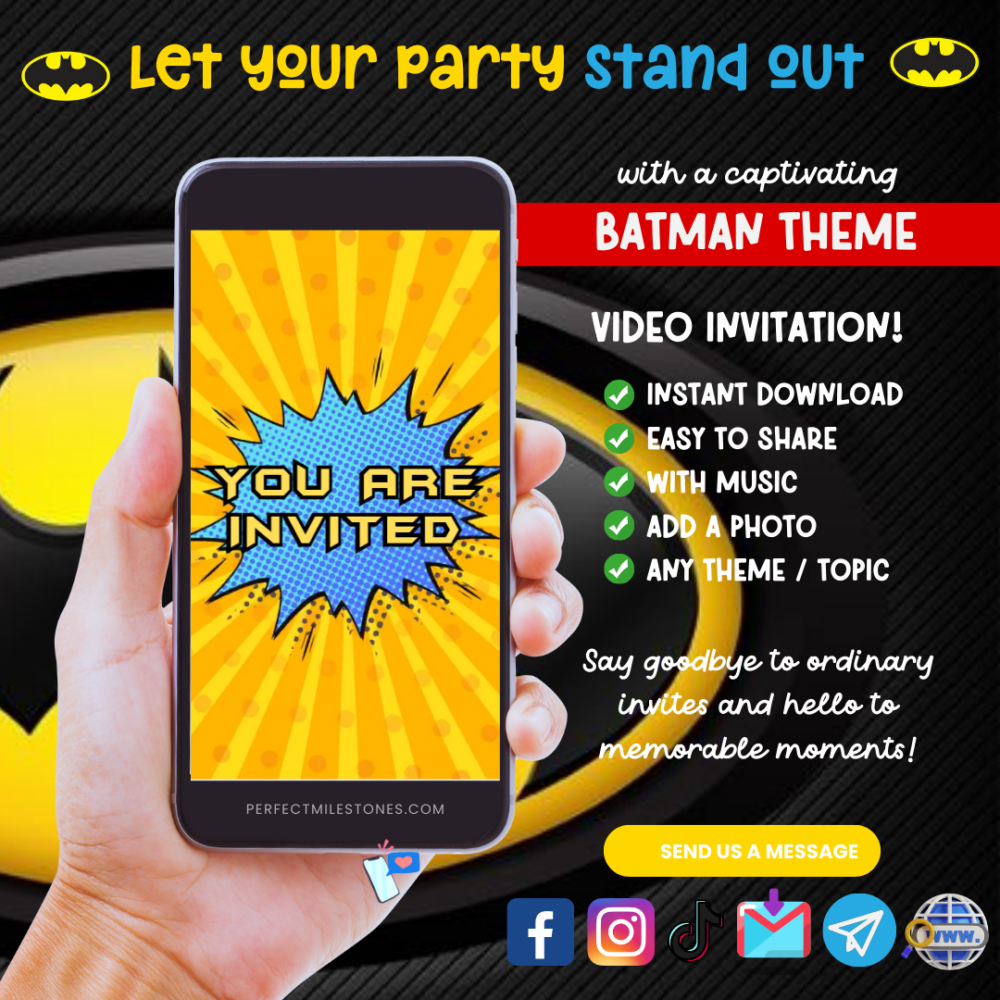 Batman Birthday Themed Digital Video Invitation