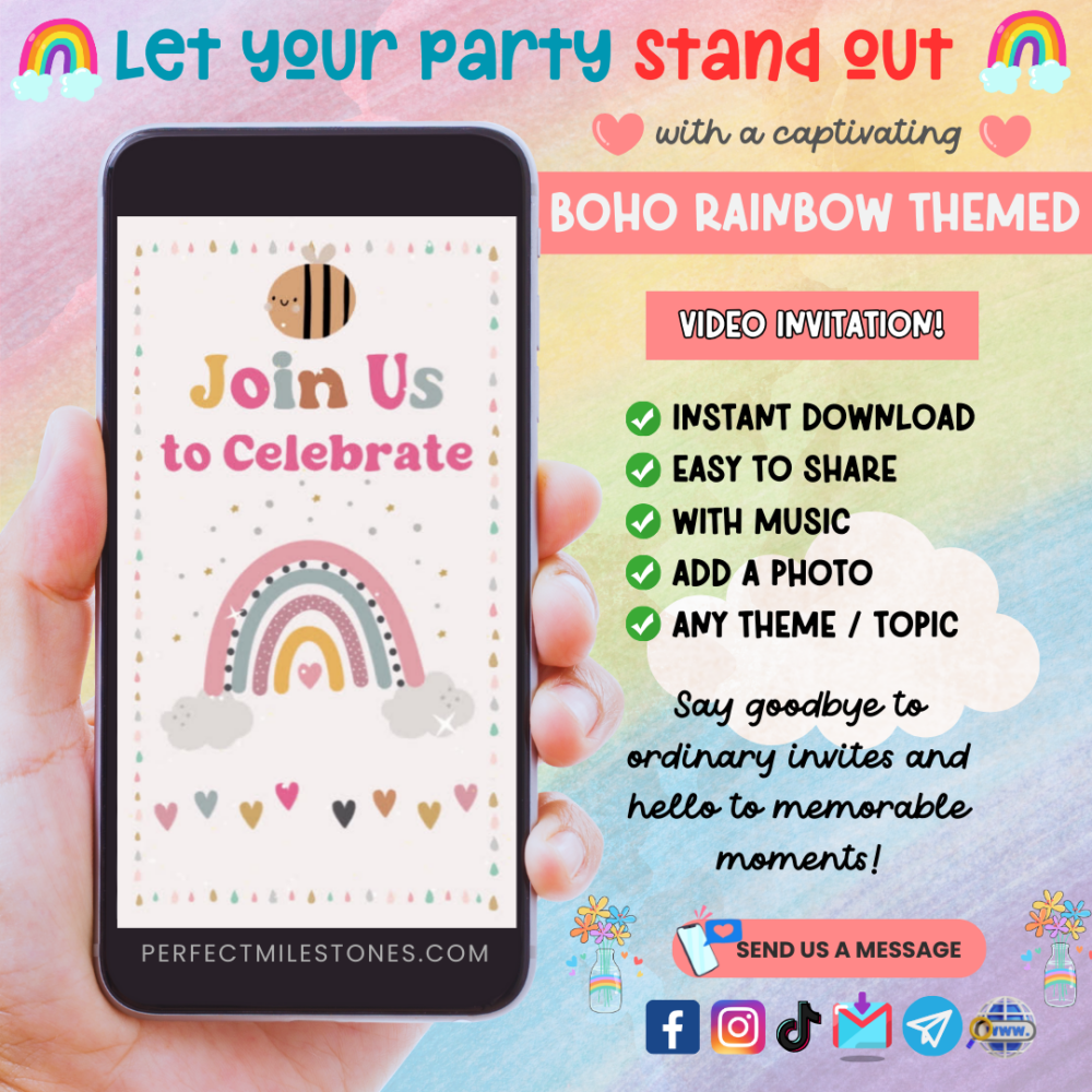 Boho 2 Birthday Themed Digital Video Invitation