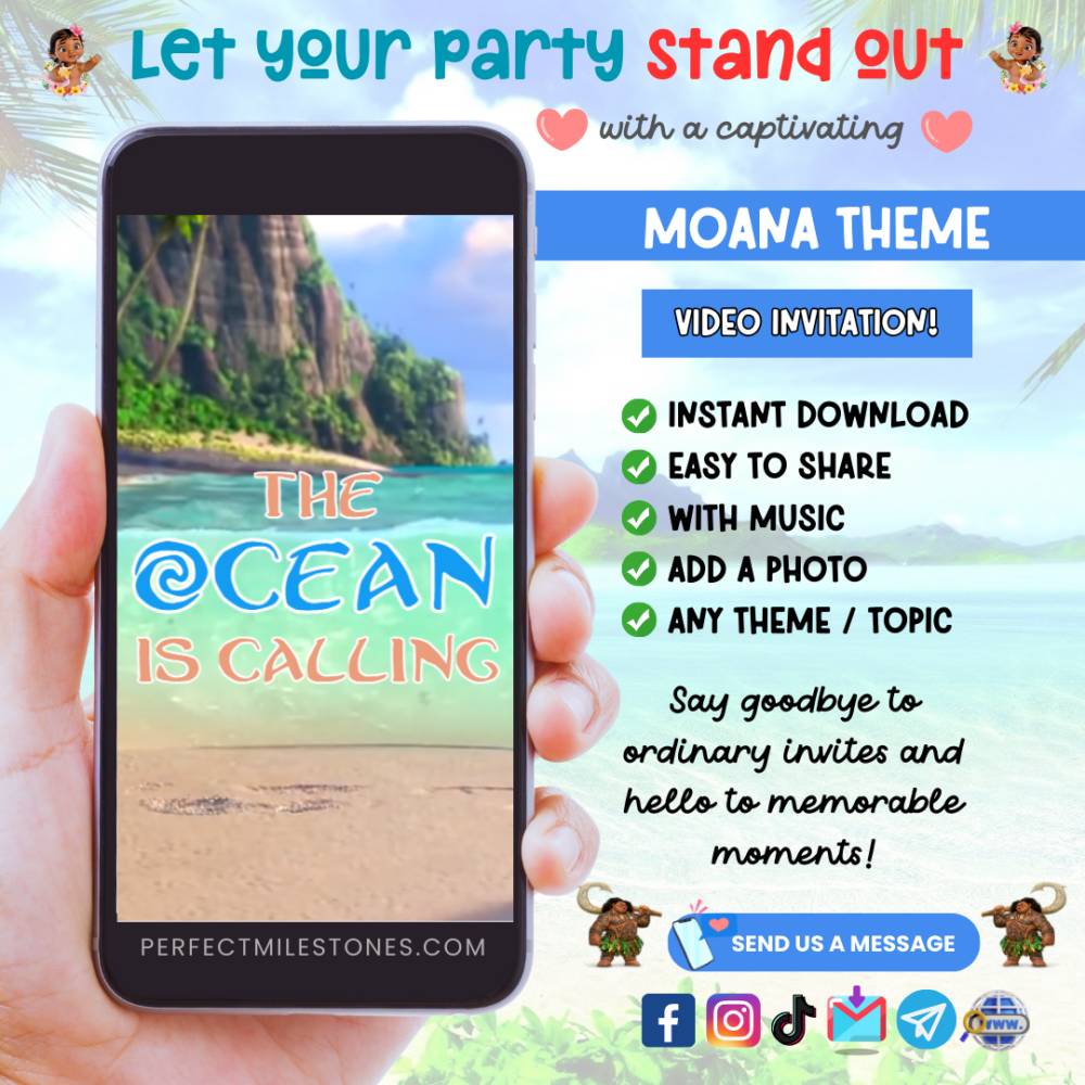 Moana Birthday Themed Digital Video Invitation