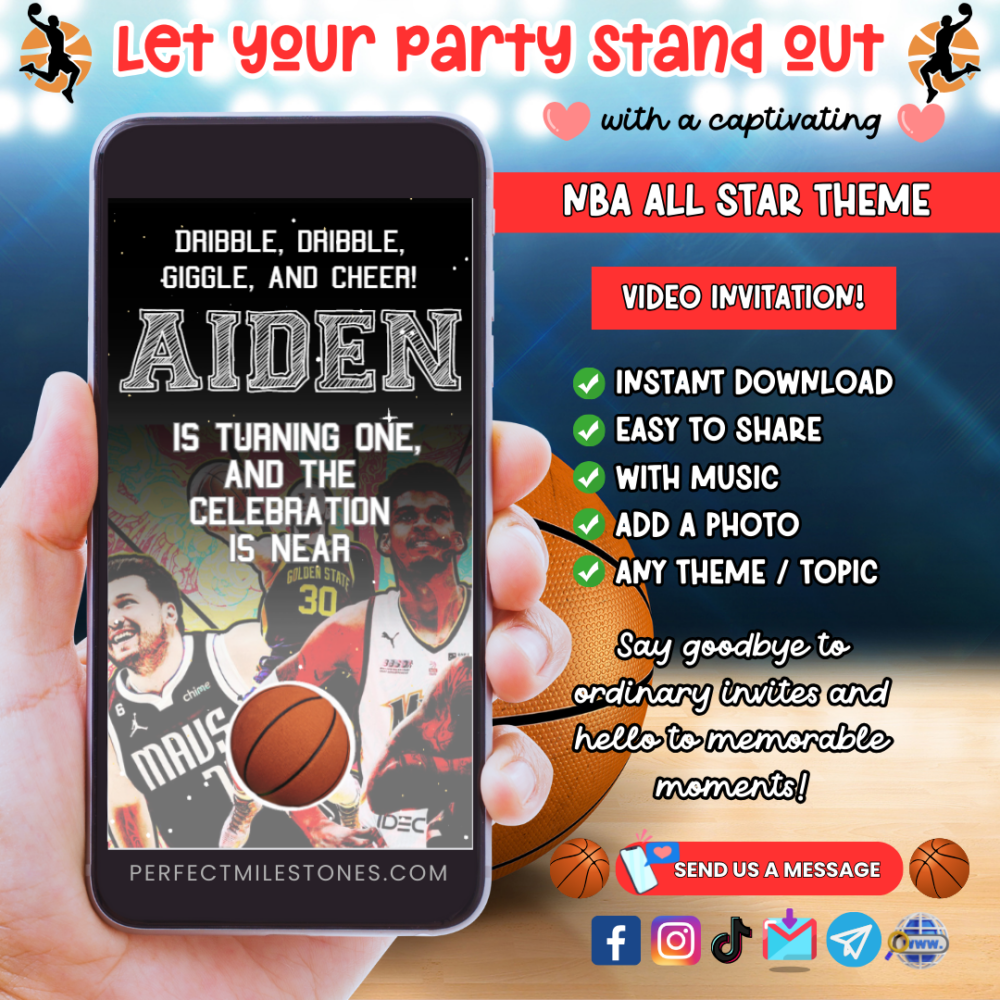 NBA All Star Birthday Themed Digital Video Invitation