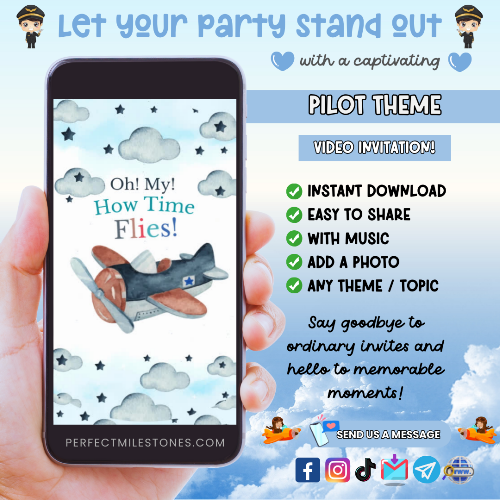 Pilot Themed Digital Video Invitation