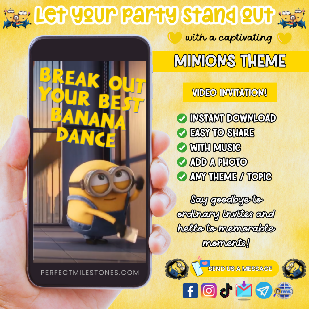 Minions Birthday Themed Digital Video Invitation