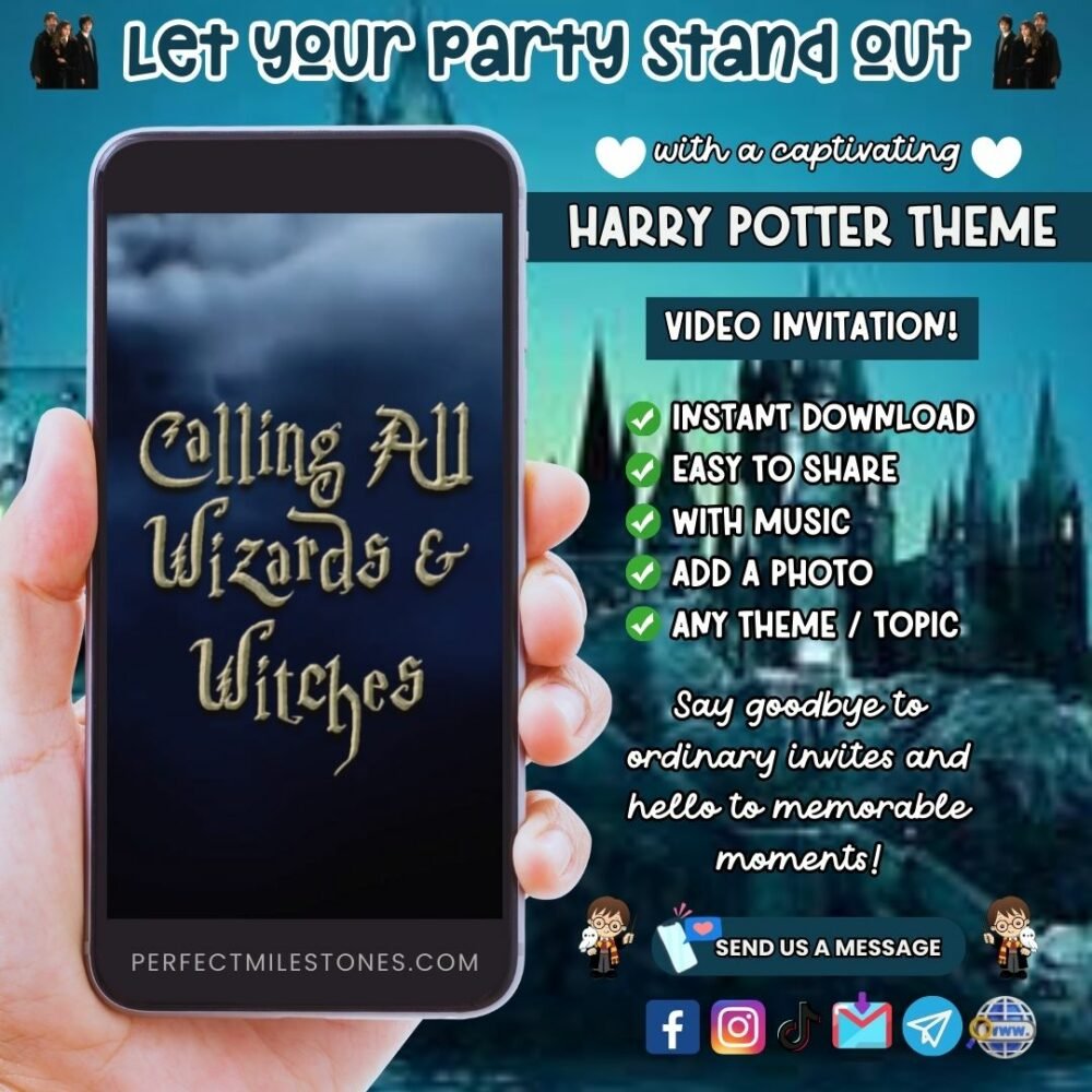 Harry Potter Birthday Themed Digital Video Invitation