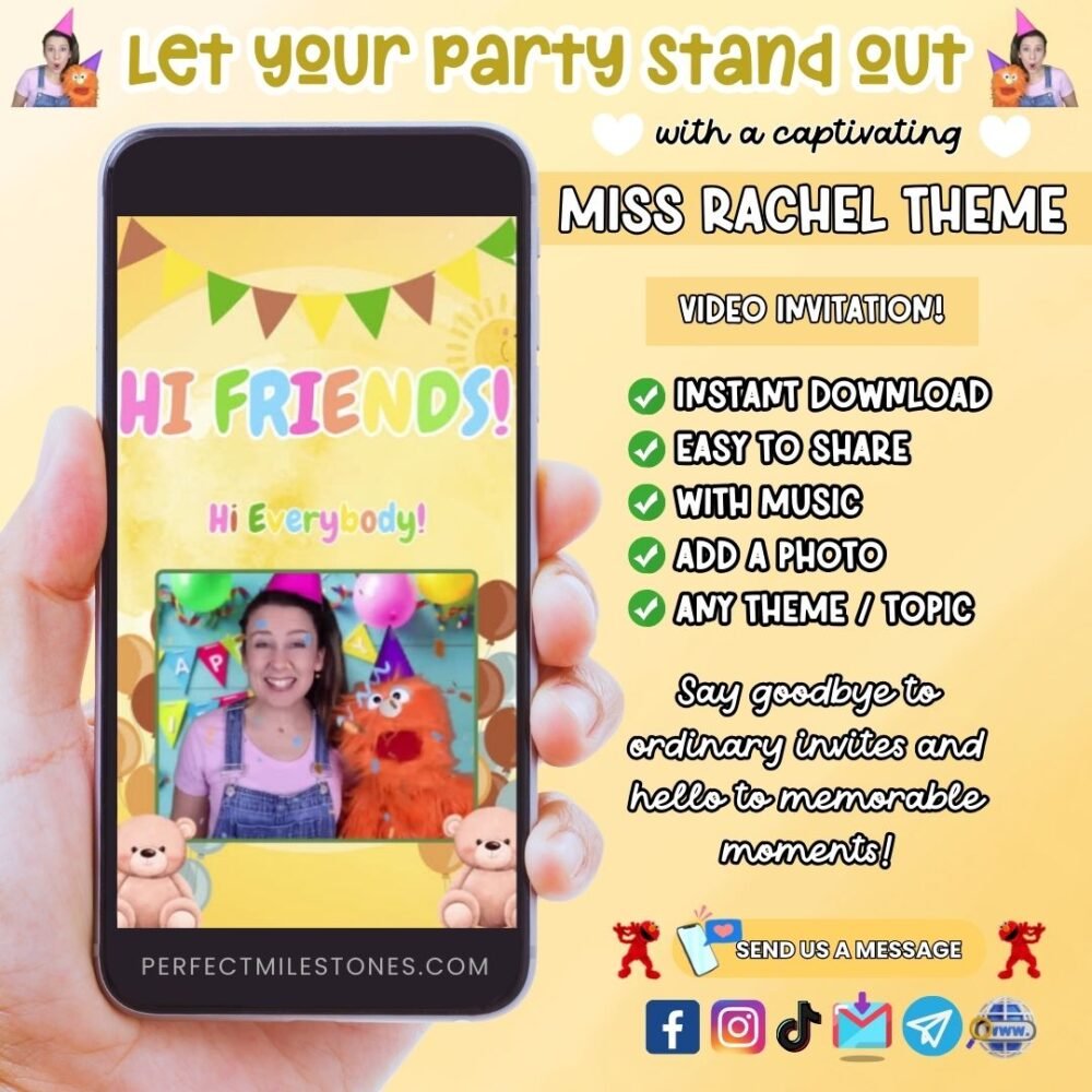Miss Rachel Birthday Themed Digital Video Invitation