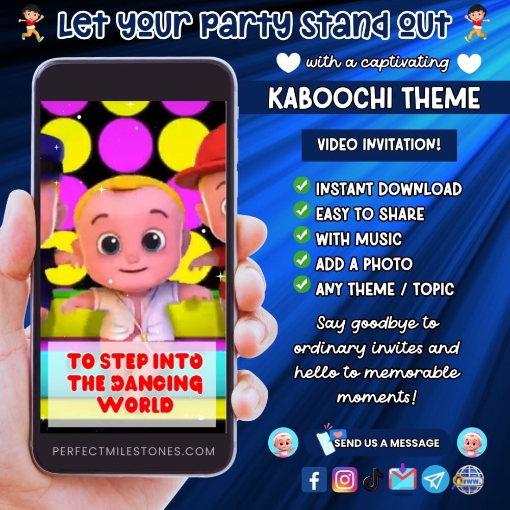 Kaboochi Birthday Themed Digital Video Invitation