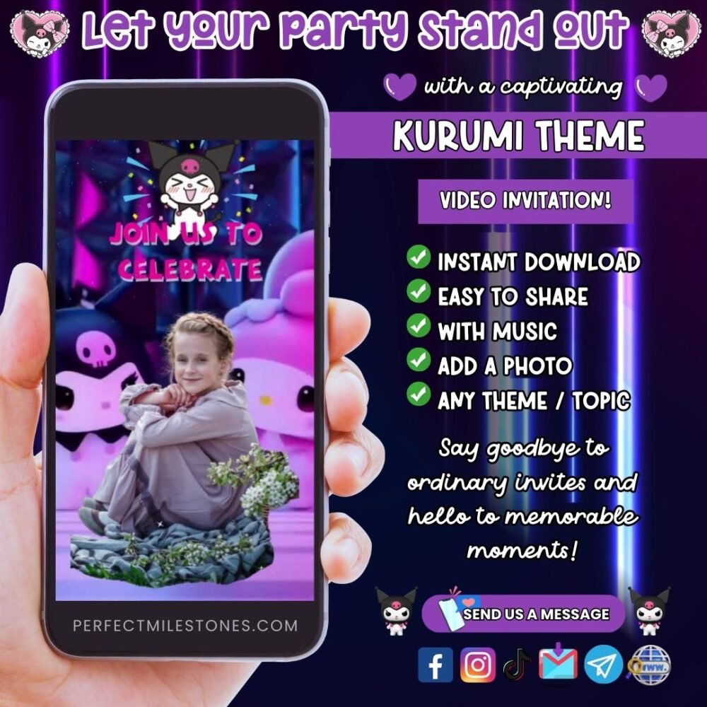 Kurumi 1 Birthday Themed Digital Video Invitation