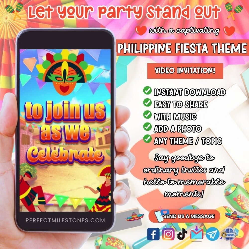 Philippine Fiesta Birthday Themed Digital Video Invitation