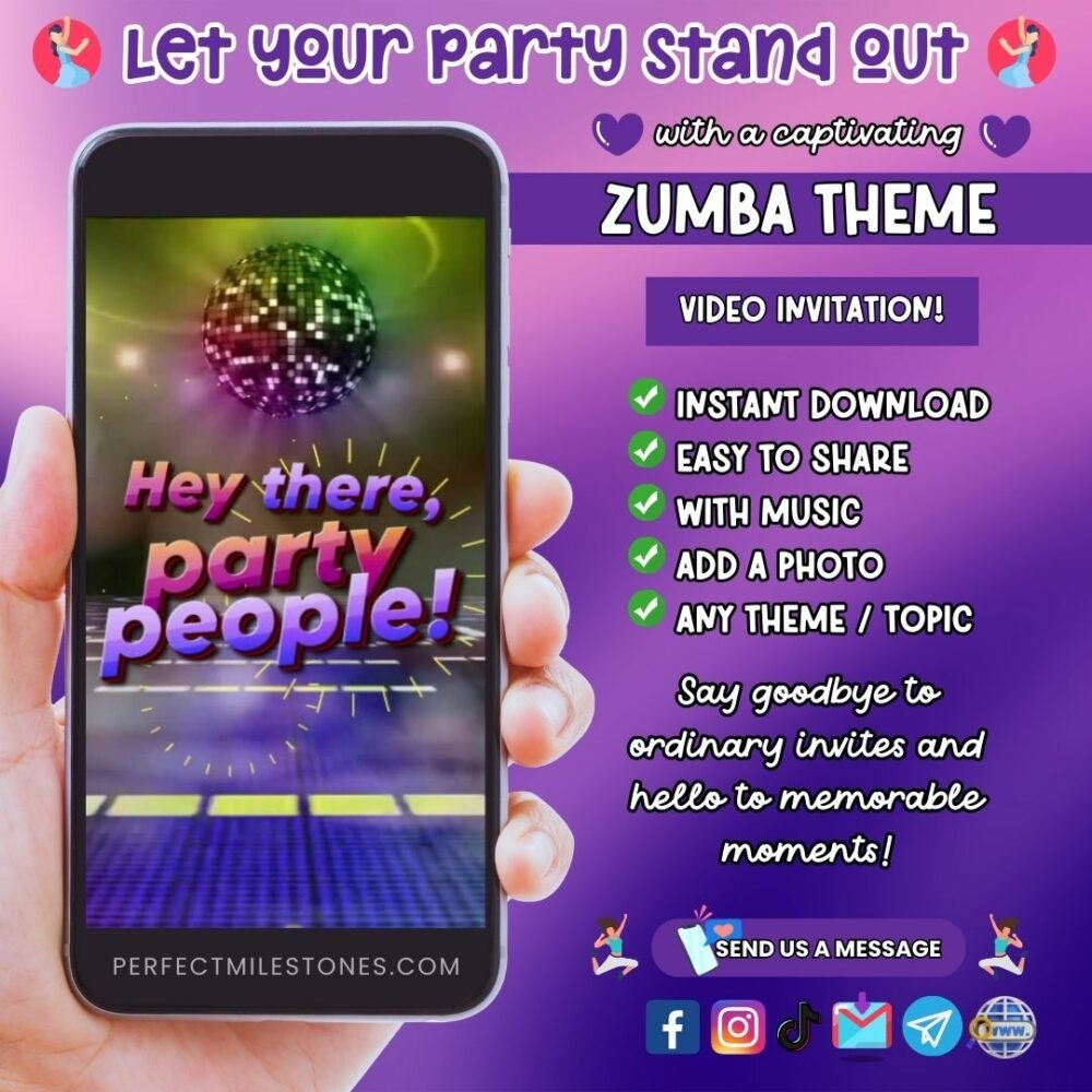 Zumba Birthday Themed Digital Video Invitation