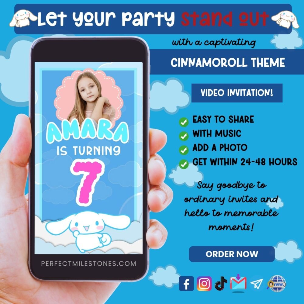 Cinnamoroll Theme Digital Video Invitation
