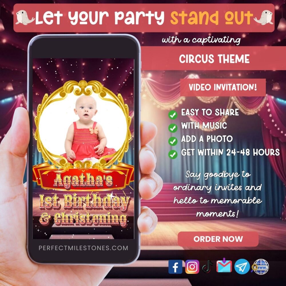 Circus Theme Digital Video Invitation