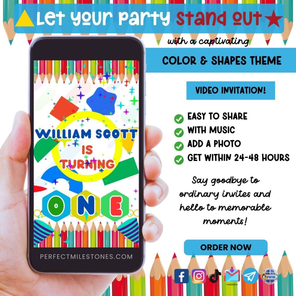 Colors & Shapes Theme Digital Video Invitation