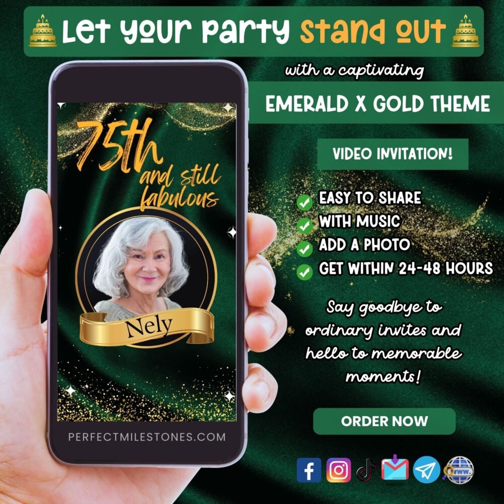 Emerald X Gold Theme Digital Video Invitation