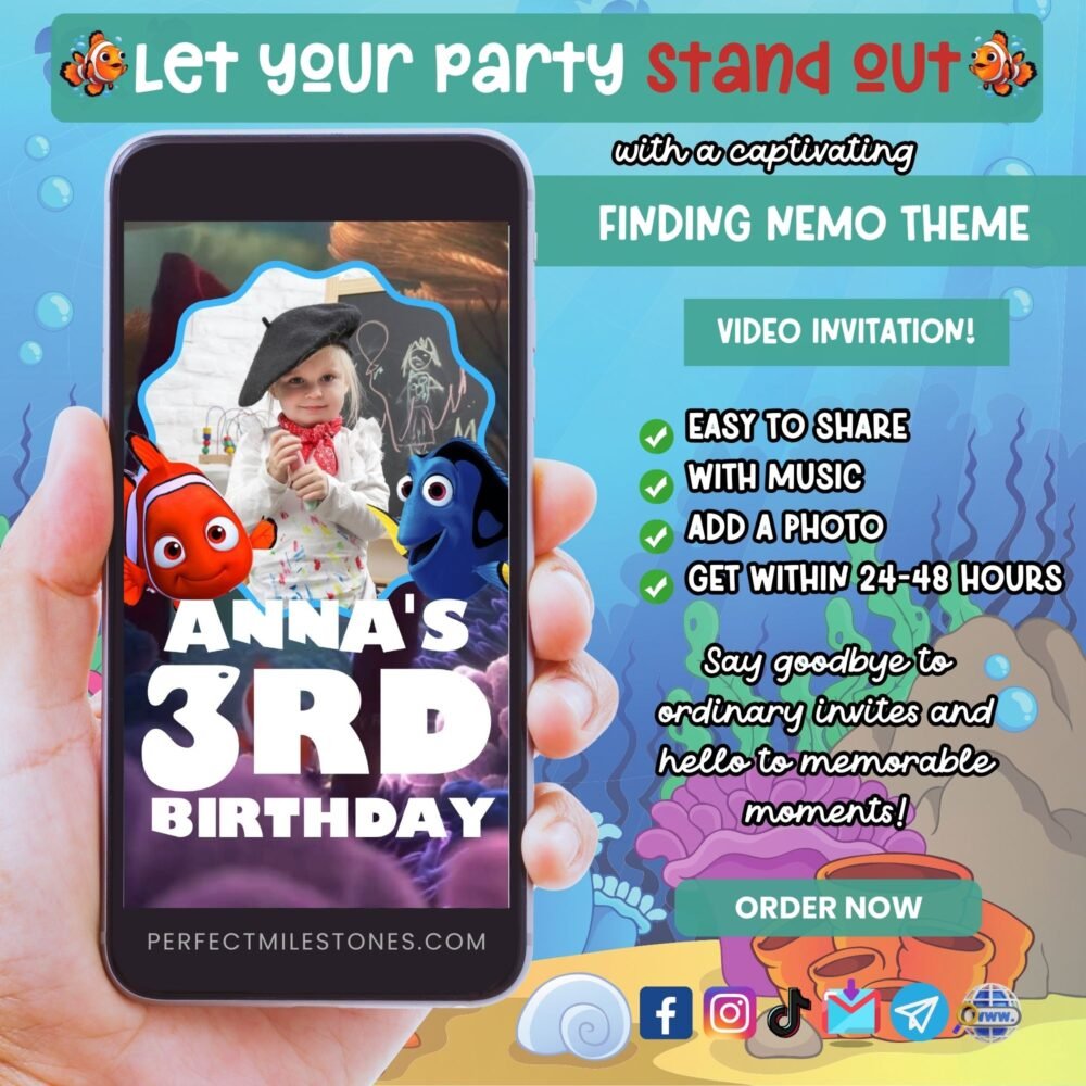 Finding Nemo Theme Digital Video Invitation