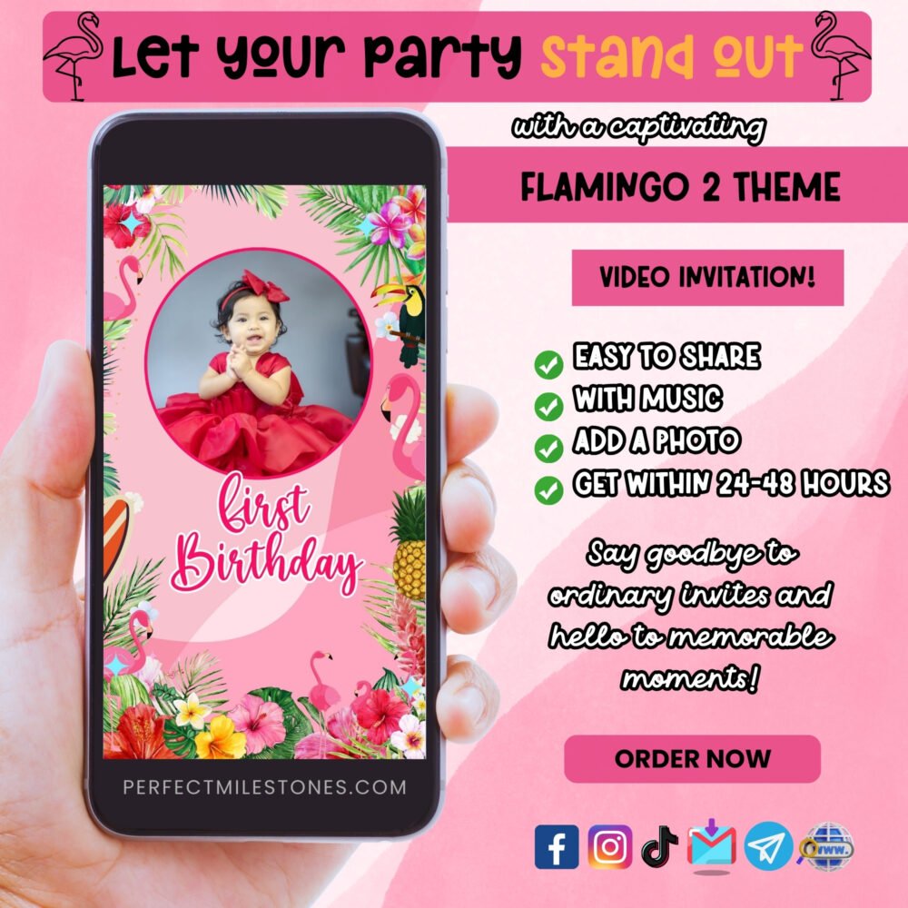 Flamingo 2 Theme Digital Video Invitation