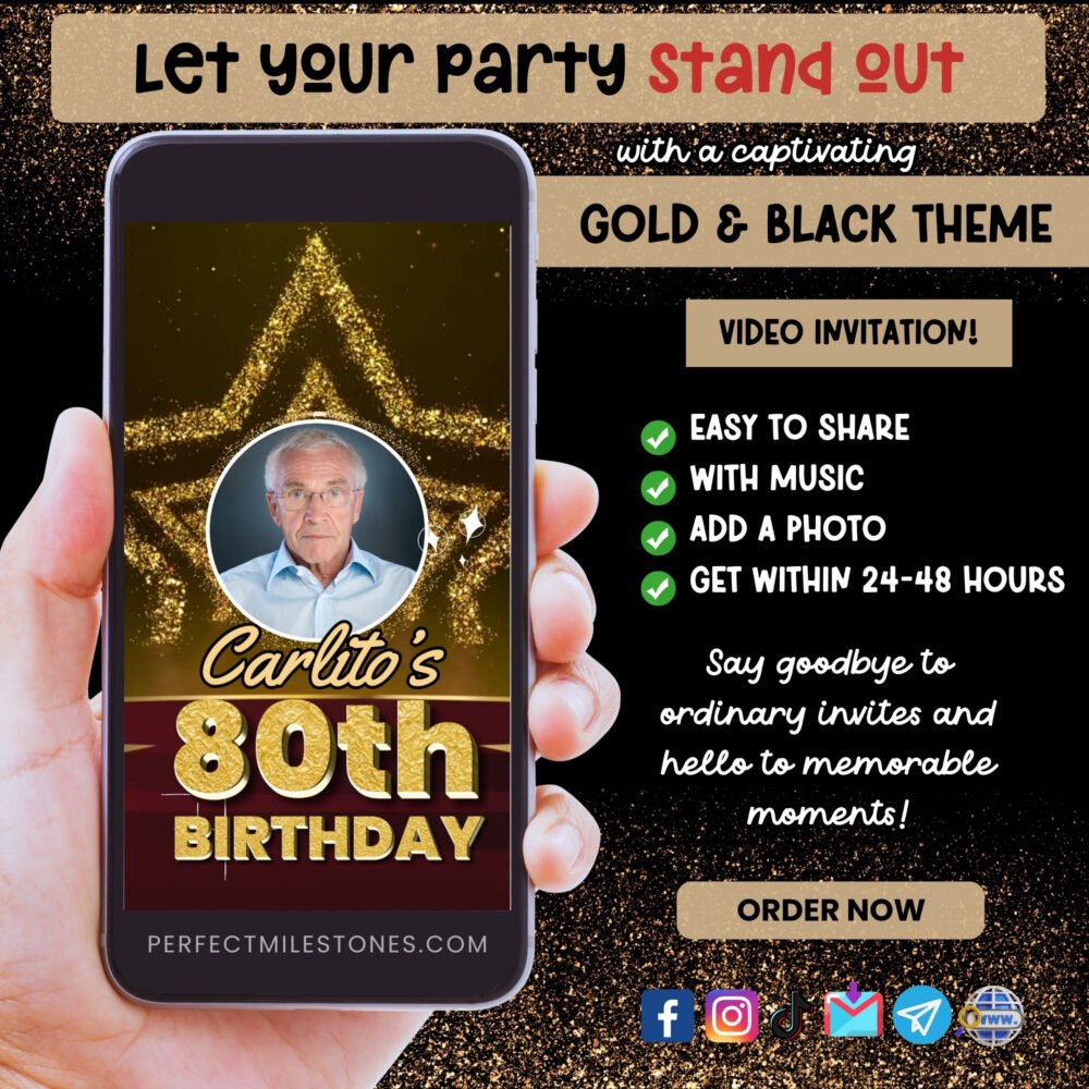 Gold and Black Theme Digital Video Invitation