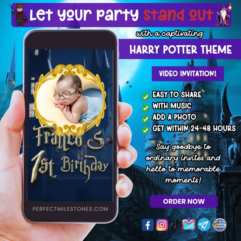 Harry Potter Theme Digital Video Invitation