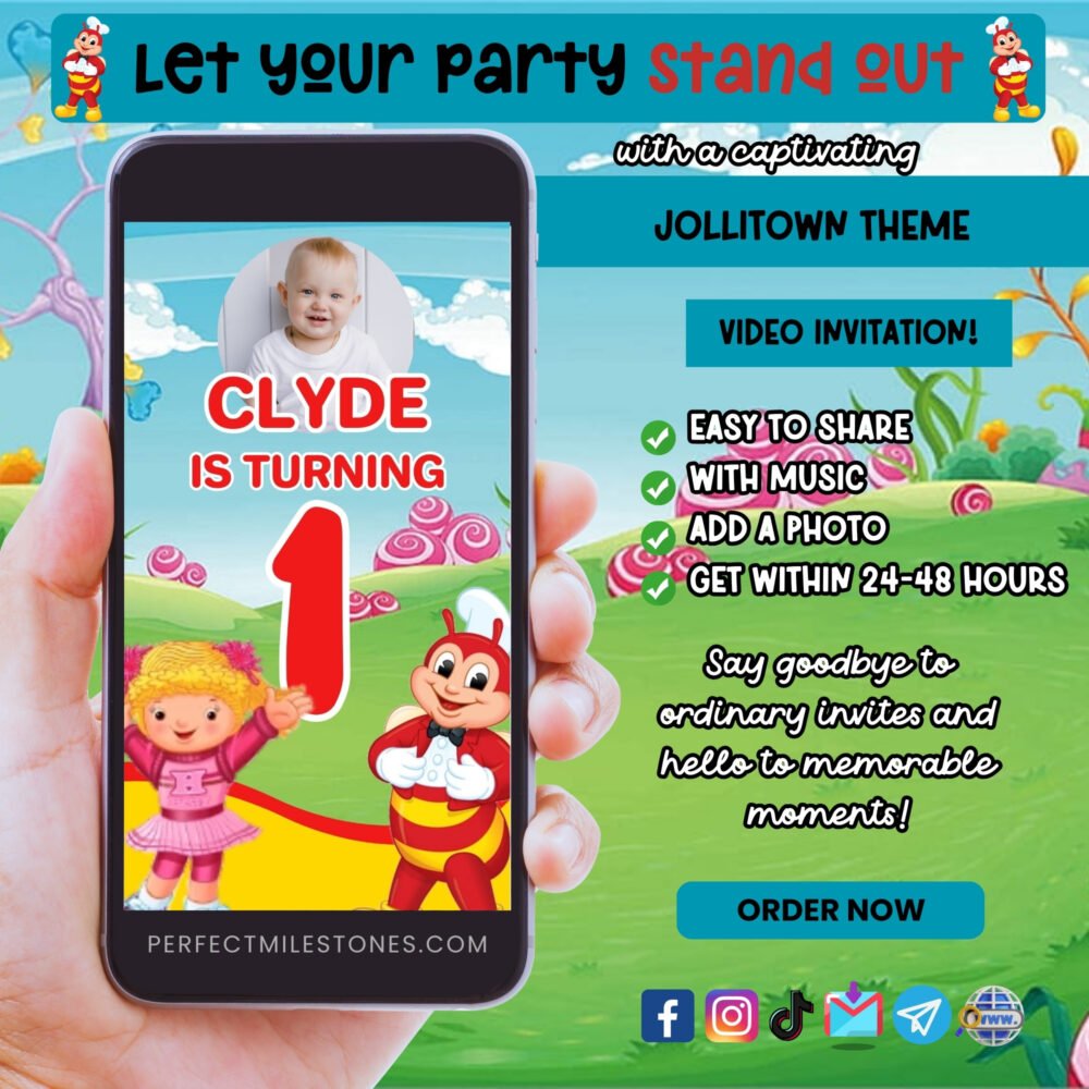 Jollitown Theme Digital Video Invitation