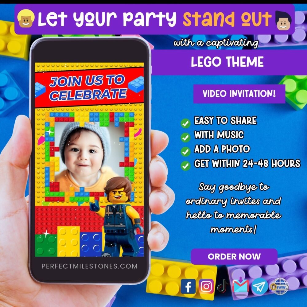 Lego Theme Digital Video Invitation