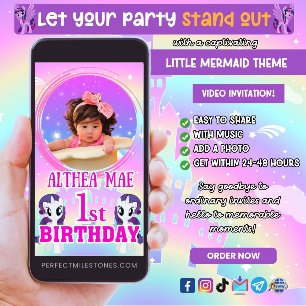 Little Pony Theme Digital Video Invitation