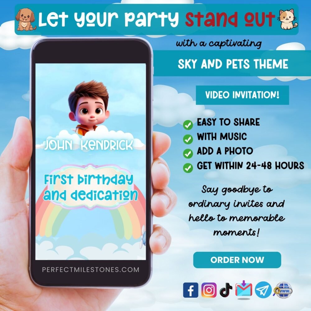 Sky and Pets Digital Video Invitation