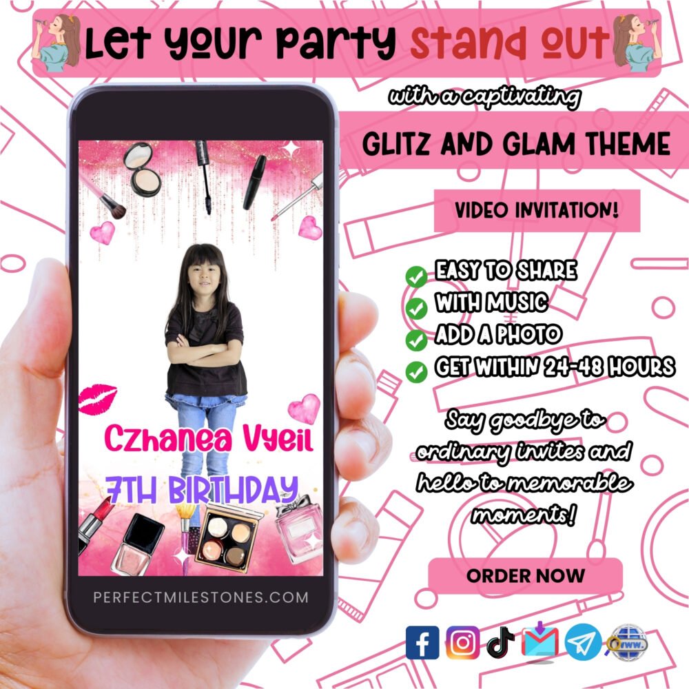 Glitz and Glam Theme Digital Video Invitation