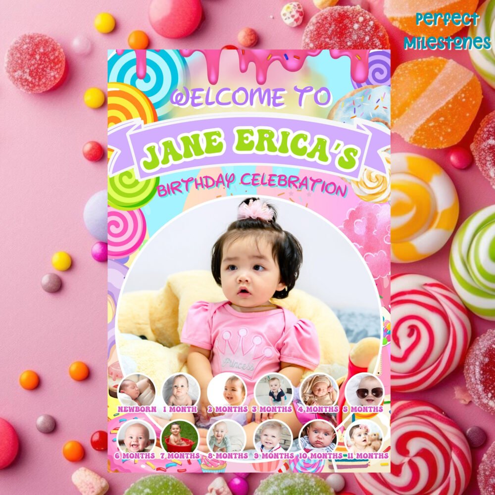 Candyland Theme Milestones Photoboard